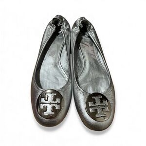 Tory Burch Shimmering Silver Flats